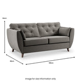Edison 3 Seater Sofa Dark Feet Asphalt from Roseland Furniture