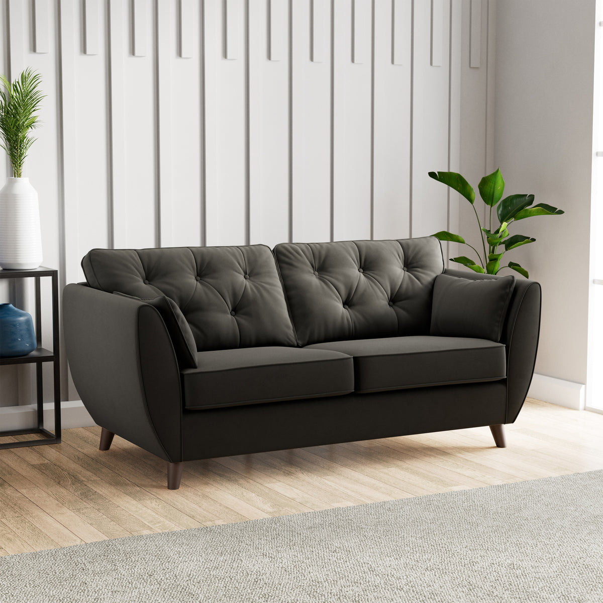 Edison 3 Seater Sofa Dark Feet Black from Roseland Furniture