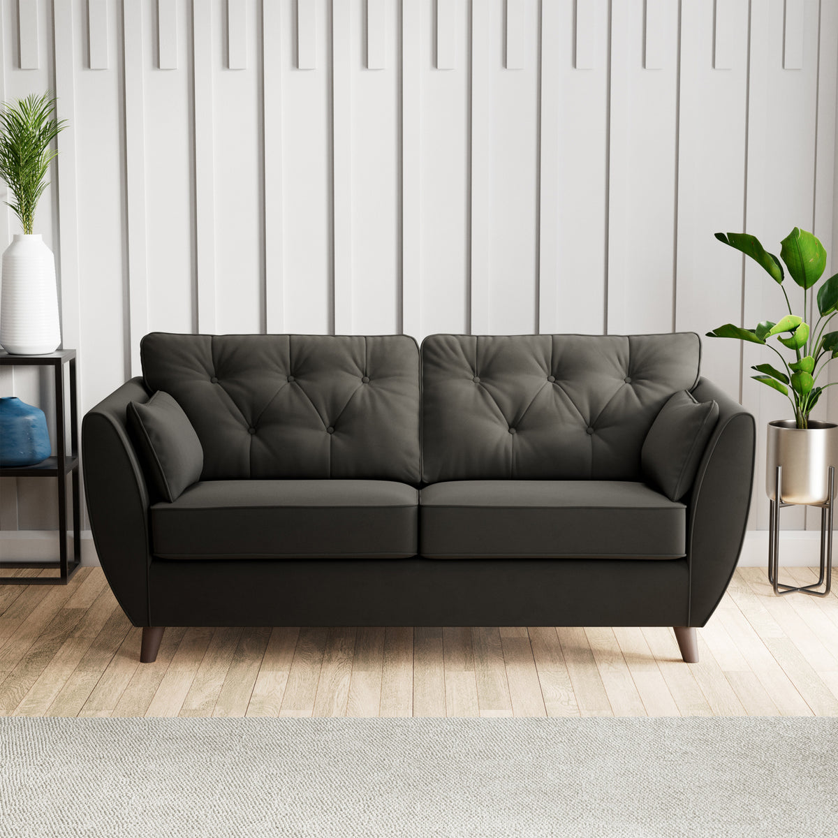 Edison 3 Seater Sofa Dark Feet Black from Roseland Furniture
