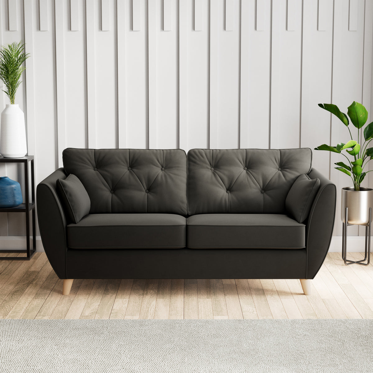 Edison 3 Seater Sofa Light Feet Black from Roseland Furniture