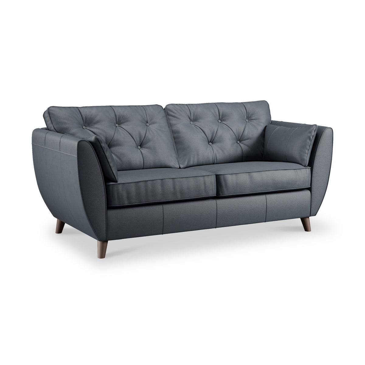 Edison Leather 3 Seater Sofa Dark Feet Navy Blue Dims from Roseland Furniture