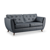 Edison Leather 3 Seater Sofa Dark Feet Navy Blue Dims from Roseland Furniture
