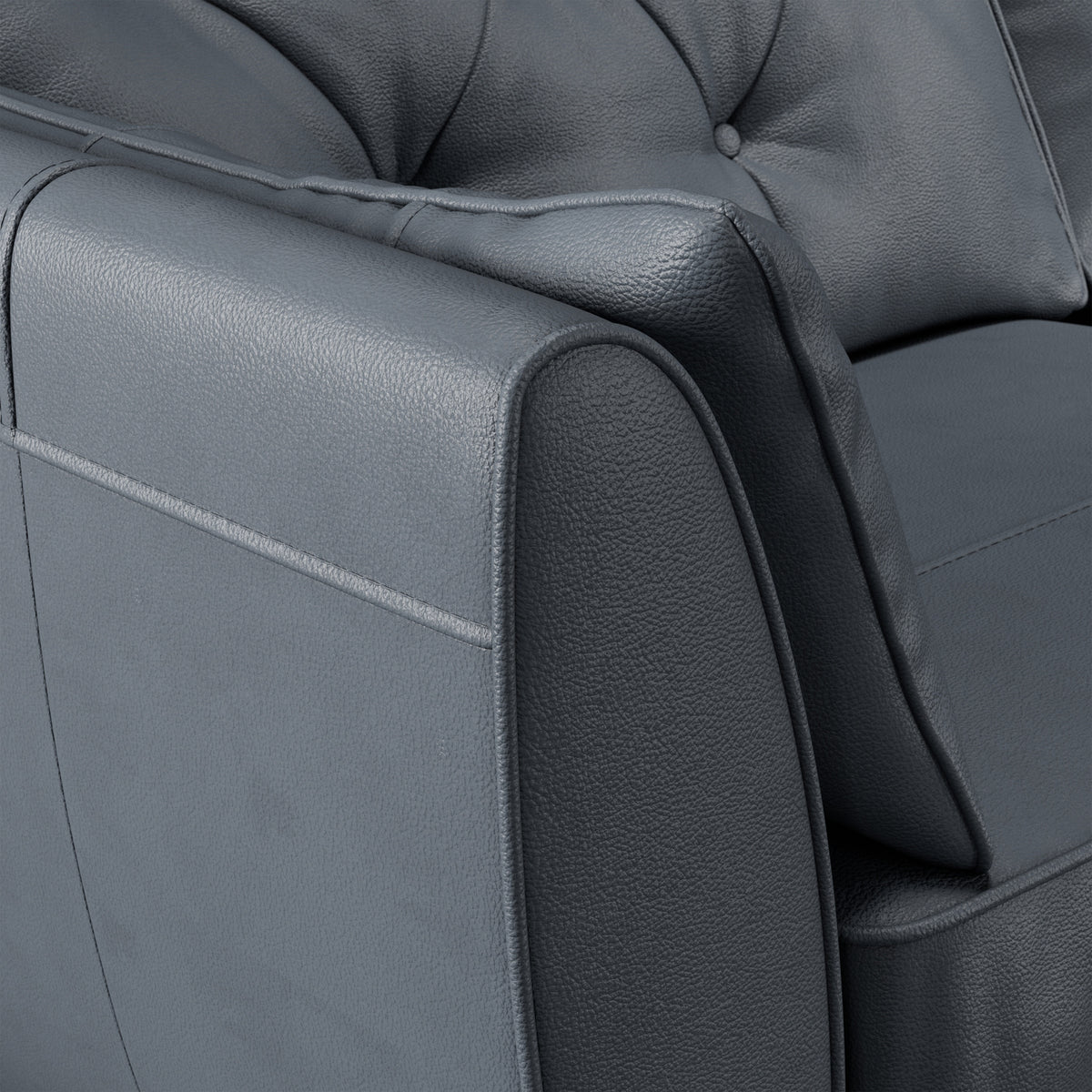 Edison Leather 3 Seater Sofa Dark Feet Navy Blue Dims from Roseland Furniture