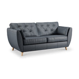 Edison 3 Seater Sofa Leather Light Feet Navy from Roseland Furniture
