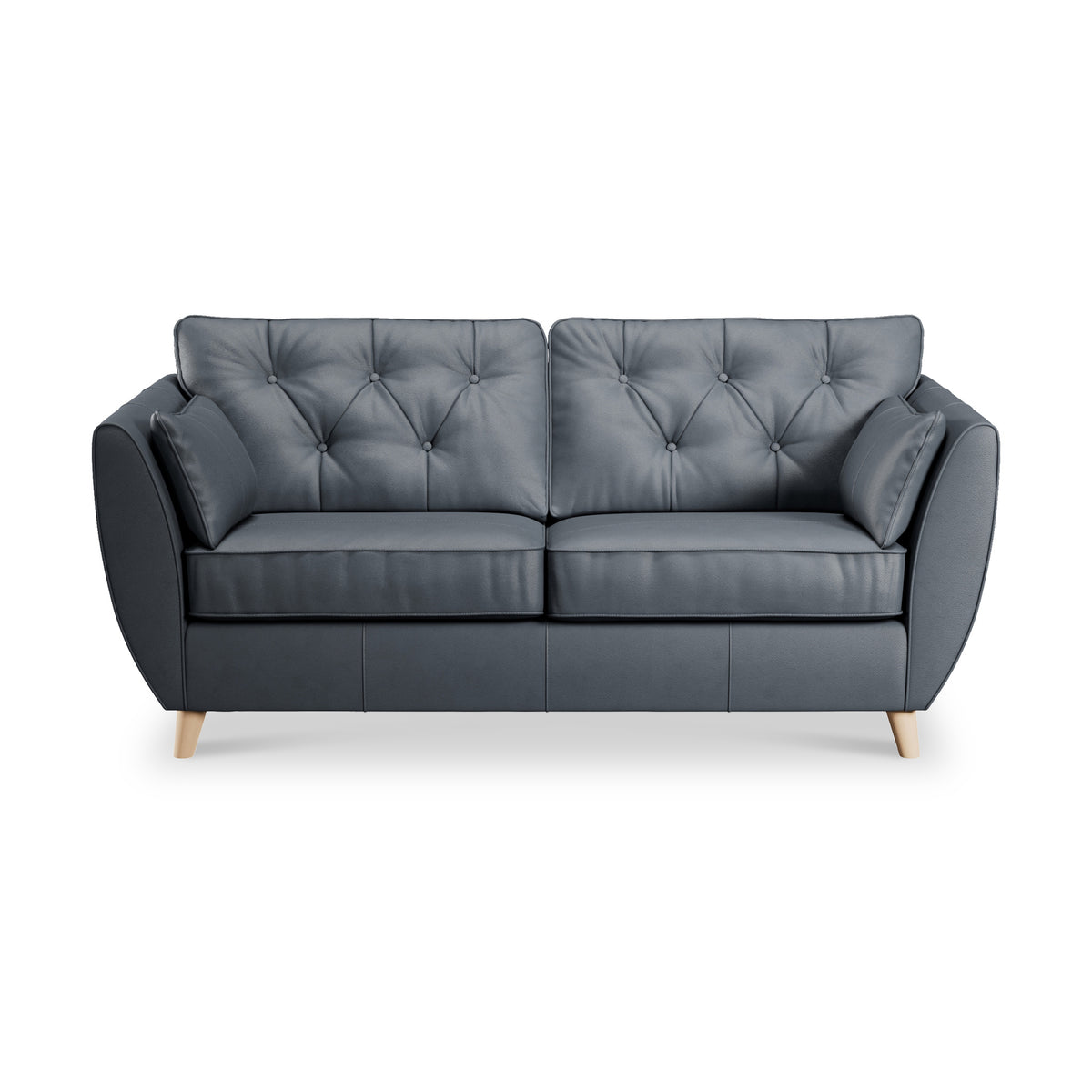 Edison 3 Seater Sofa Leather Light Feet Navy from Roseland Furniture