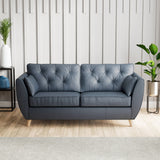 Edison 3 Seater Sofa Leather Light Feet Navy from Roseland Furniture