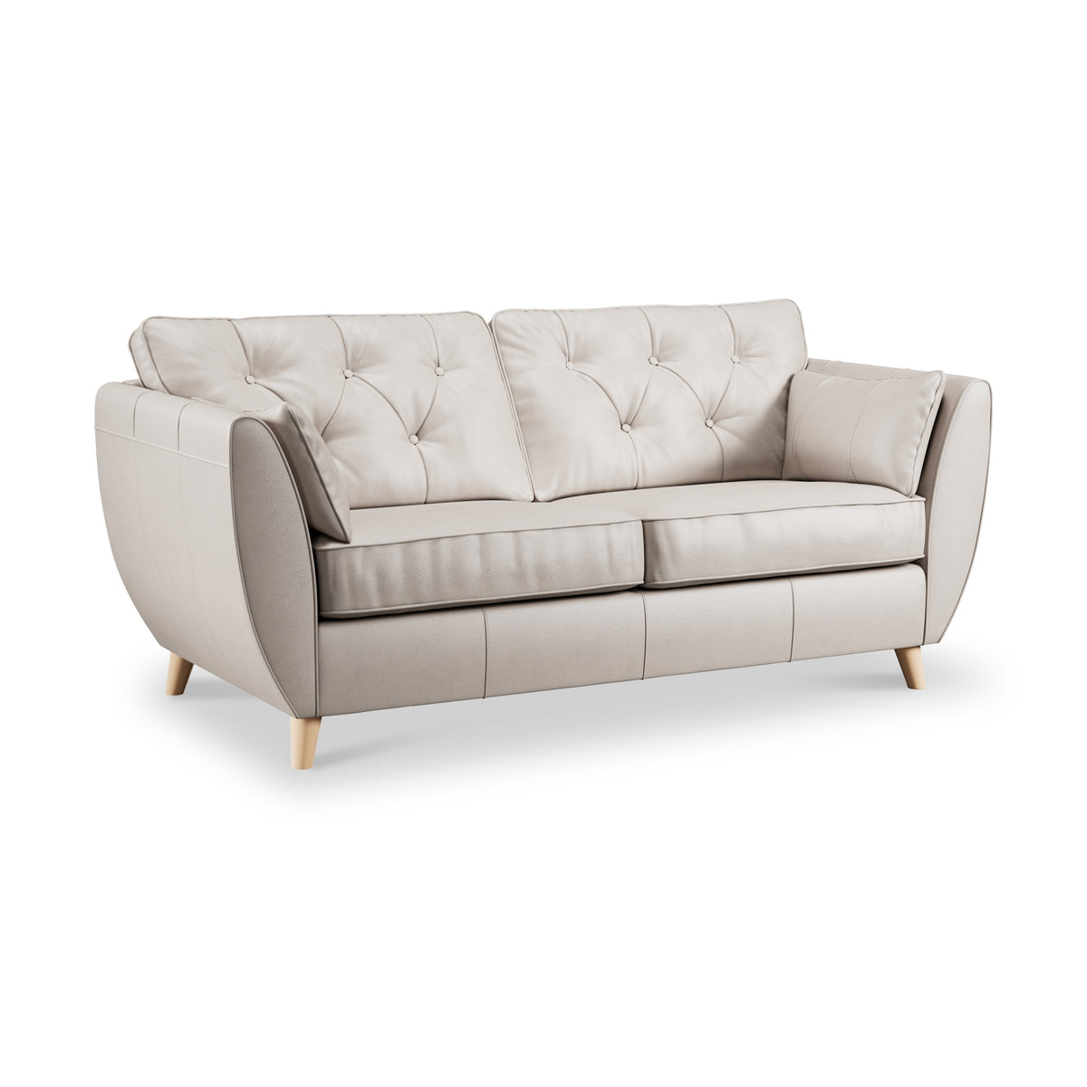 Edison 3 Seater Sofa Leather Light Feet Cloud Grey from Roseland Furniture