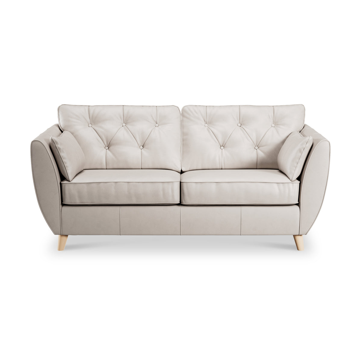 Edison 3 Seater Sofa Leather Light Feet Cloud Grey from Roseland Furniture