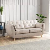 Edison 3 Seater Sofa Leather Light Feet Cloud Grey from Roseland Furniture