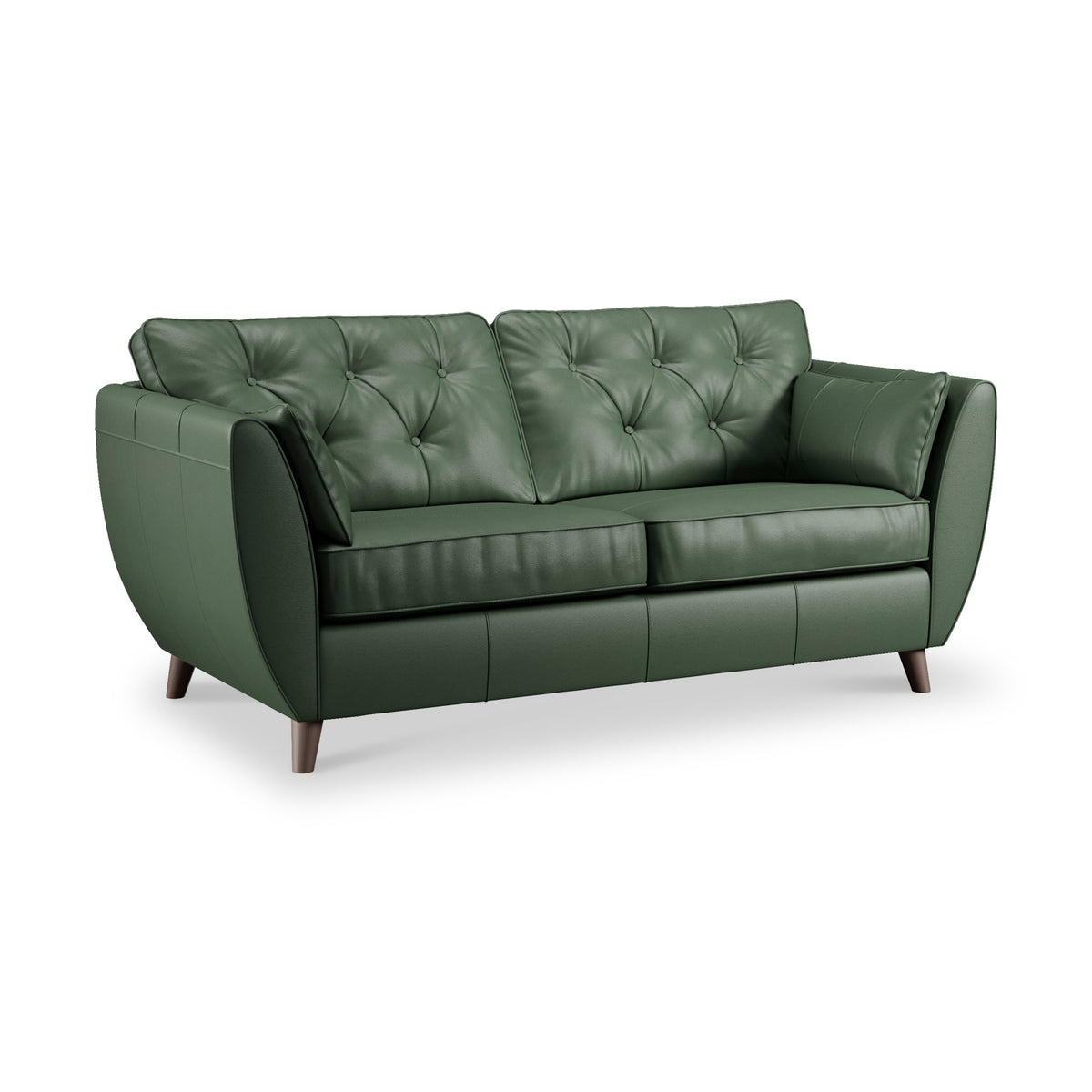 Edison 3 Seater Sofa Leather Dark Feet Hunter Green from Roseland Furniture