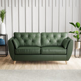 Edison 3 Seater Sofa Leather Light Feet Hunter Green from Roseland Furniture