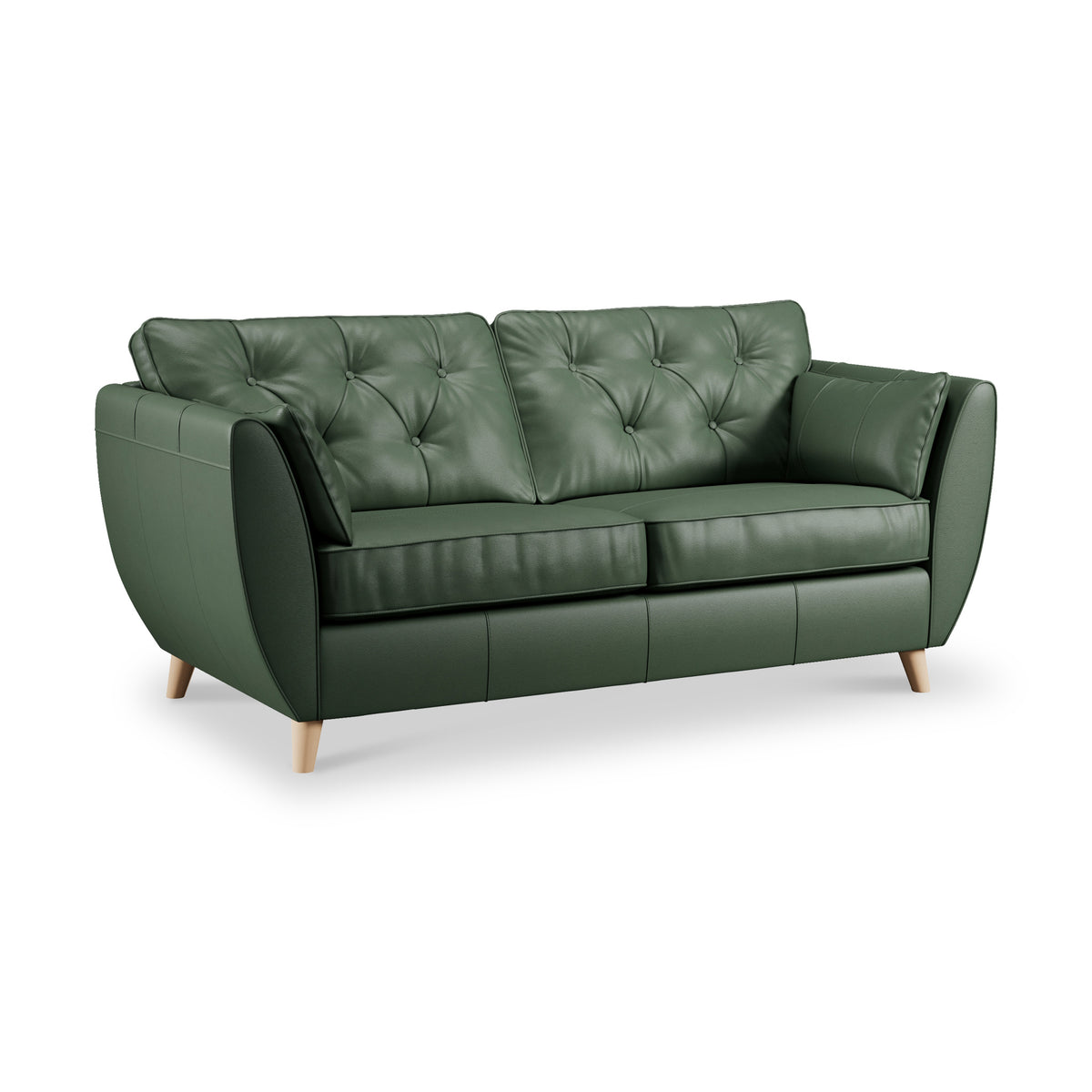 Edison 3 Seater Sofa Leather Light Feet Hunter Green from Roseland Furniture