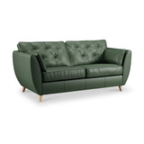 Edison 3 Seater Sofa Leather Light Feet Hunter Green from Roseland Furniture