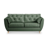 Edison 3 Seater Sofa Leather Light Feet Hunter Green from Roseland Furniture