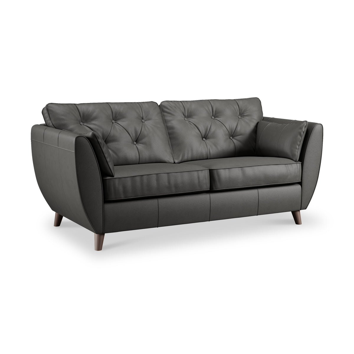 Edison 3 Seater Sofa Leather Dark Feet Raven from Roseland Furniture