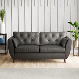 Edison 3 Seater Sofa Leather Dark Feet Raven from Roseland Furniture