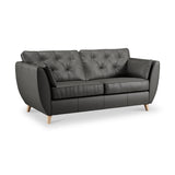 Edison 3 Seater Sofa Leather Light Feet Raven from Roseland Furniture