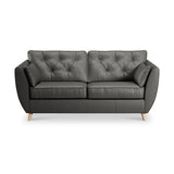 Edison 3 Seater Sofa Leather Light Feet Raven from Roseland Furniture