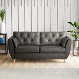 Edison 3 Seater Sofa Leather Light Feet Raven from Roseland Furniture