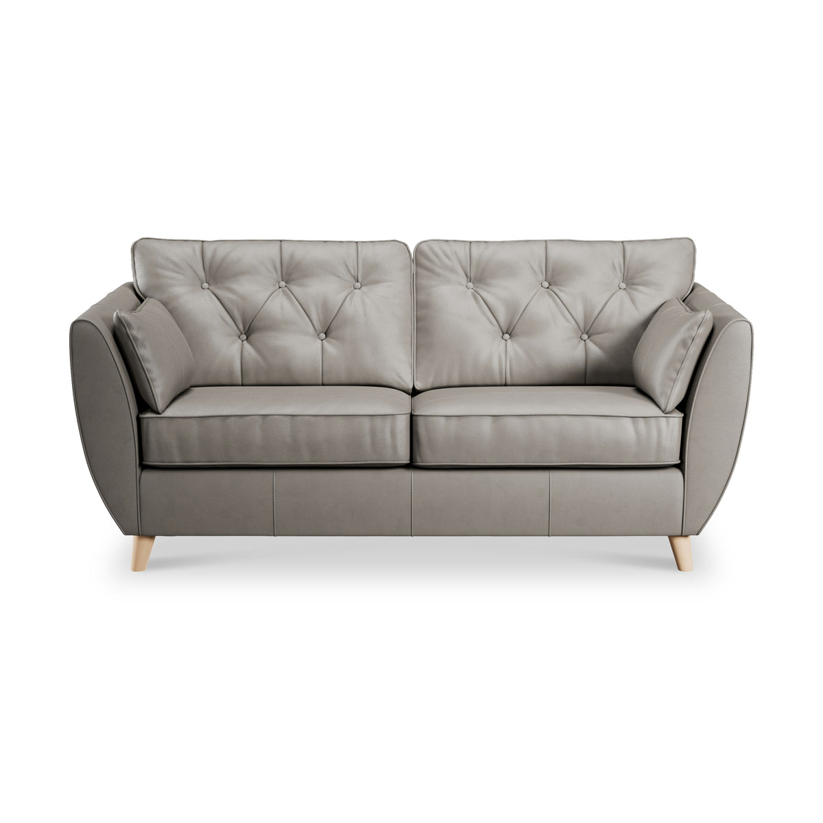 Edison 3 Seater Sofa Leather Light Feet Stone Grey from Roseland Furniture