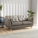 Edison 3 Seater Sofa Leather Light Feet Stone Grey from Roseland Furniture