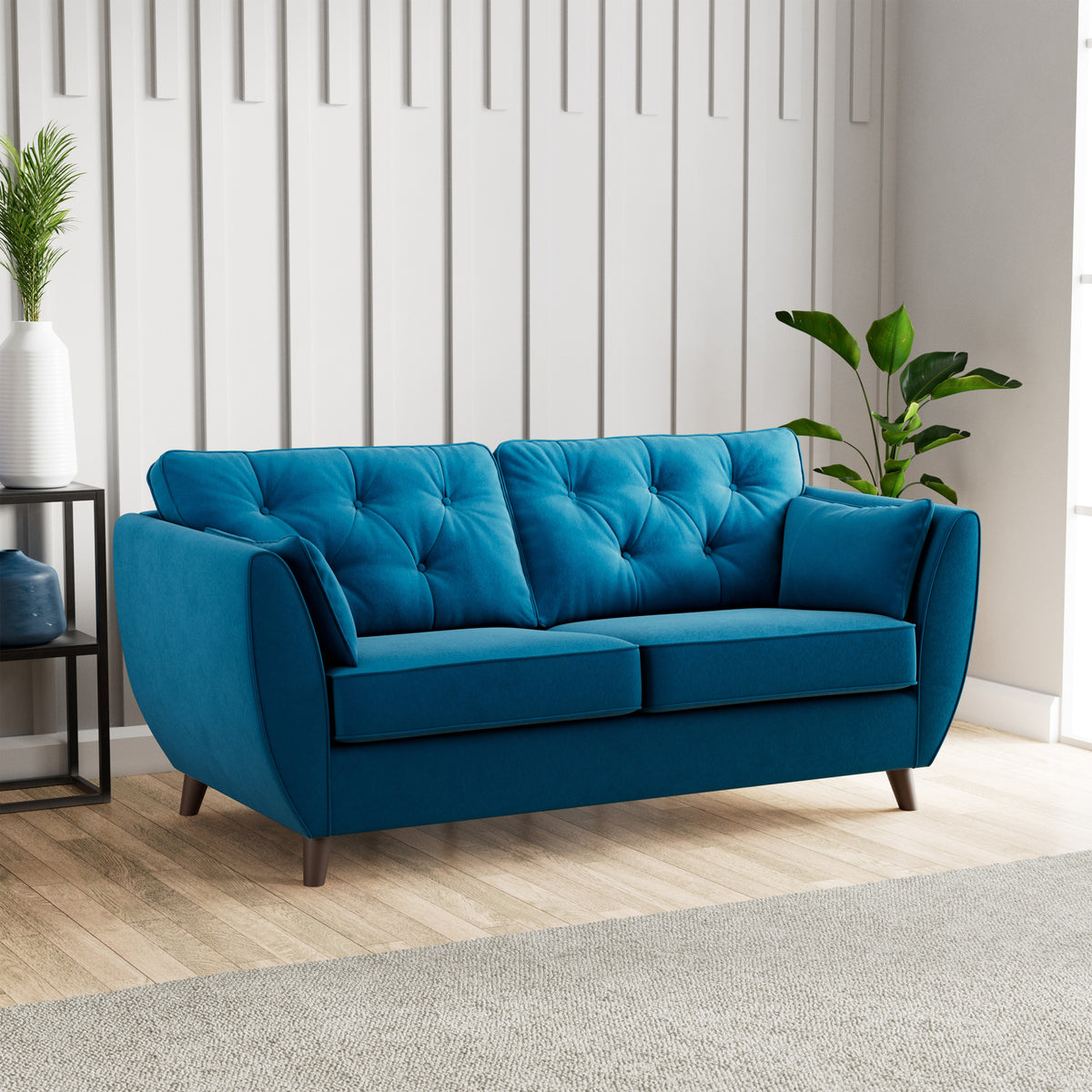 Edison 3 Seater Sofa Dark Feet Marine from Roseland Furniture