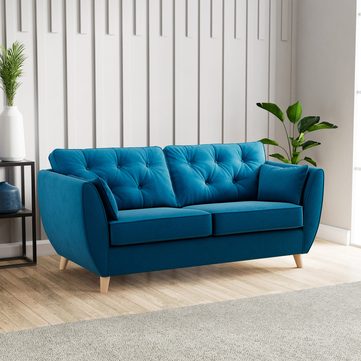 Edison 3 Seater Sofa Light Feet Marine from Roseland Furniture