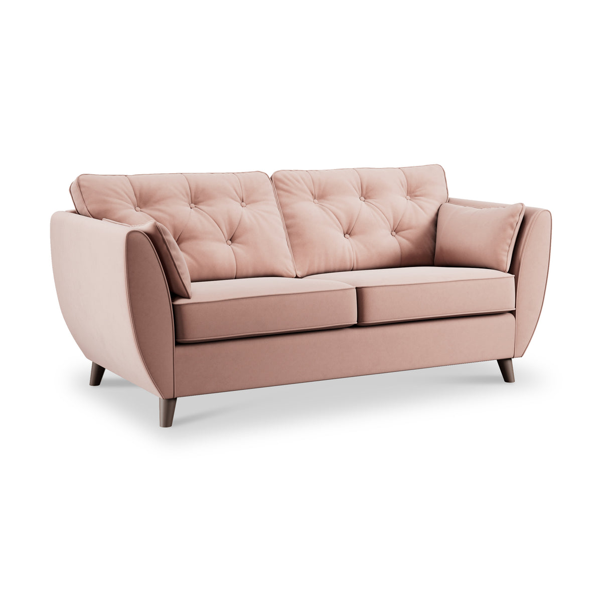 Edison 3 Seater Sofa Dark Feet Blush from Roseland Furniture