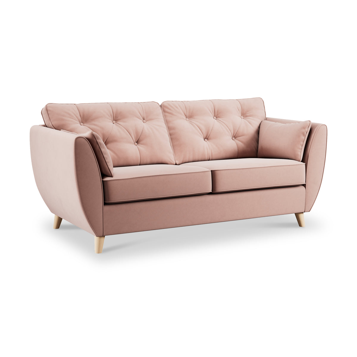 Edison 3 Seater Sofa Light Feet Pink from Roseland Furniture