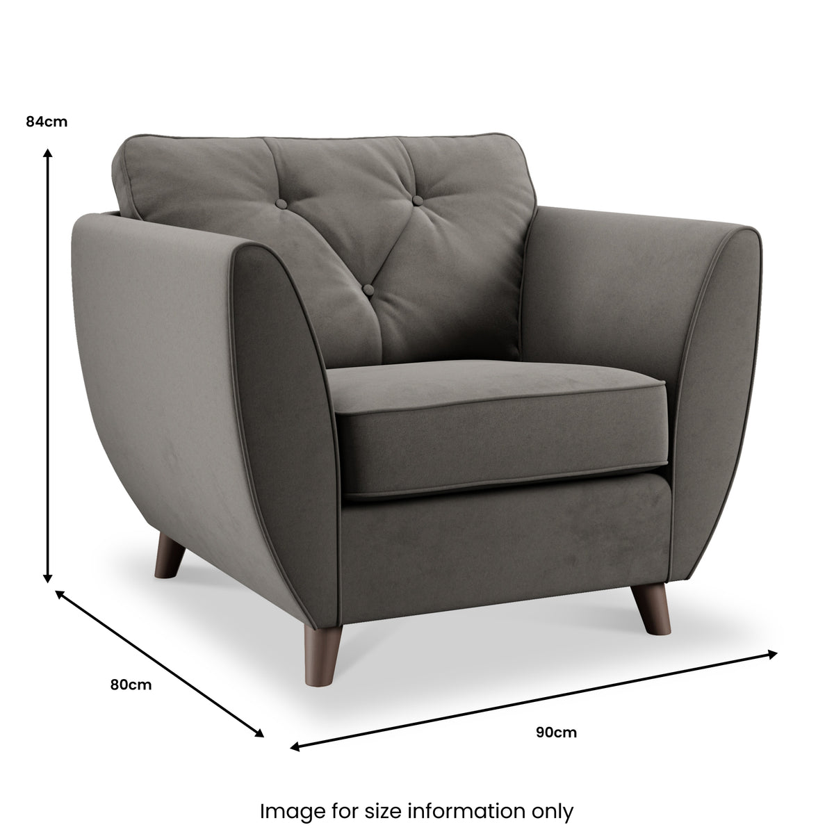 Edison Armchair Dark Wood Feet Asphalt Dims from Roseland Furniture