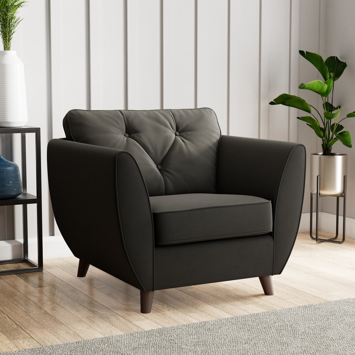Edison Armchair Dark Feet Black from Roseland Furniture