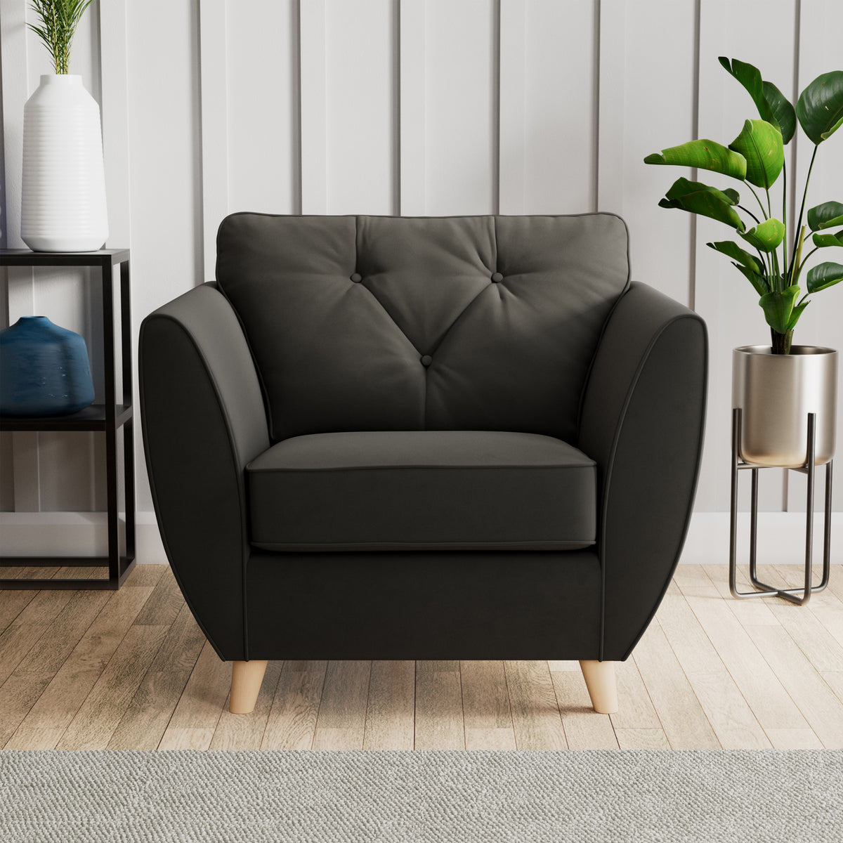 Edison Armchair Light Feet Black from Roseland Furniture