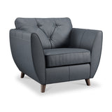 Edison Leather Armchair Dark Feet Navy Dims from Roseland Furniture
