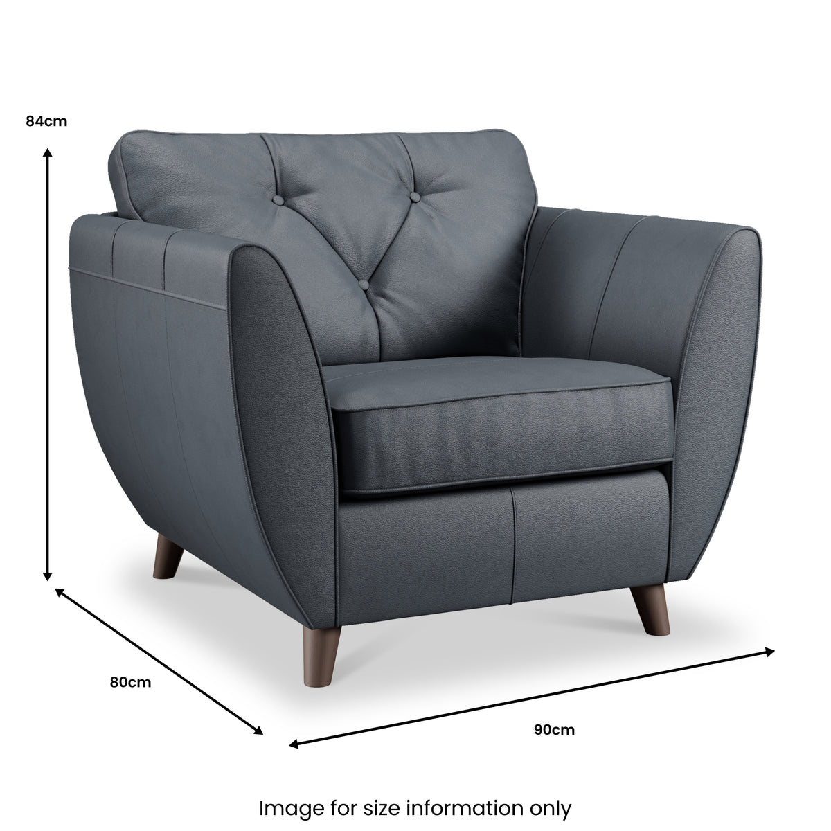 Edison Leather Armchair Dark Feet Navy Dims from Roseland Furniture
