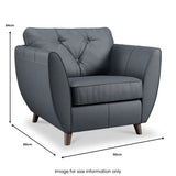 Edison Leather Armchair Dark Feet Navy Dims from Roseland Furniture