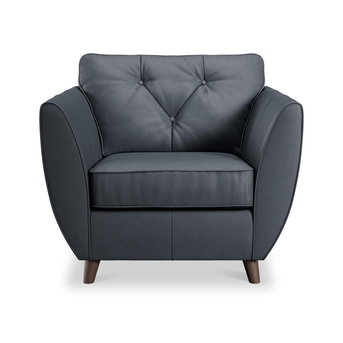 Edison Leather Armchair Dark Feet Navy Dims from Roseland Furniture