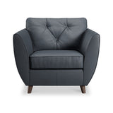 Edison Leather Armchair Dark Feet Navy Dims from Roseland Furniture