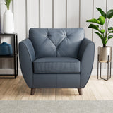 Edison Leather Armchair Dark Feet Navy Dims from Roseland Furniture