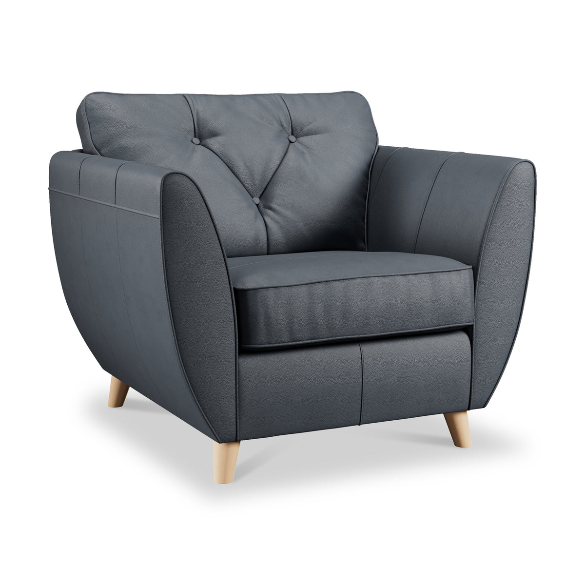 Edison Leather Armchair Light Feet Navy from Roseland Furniture