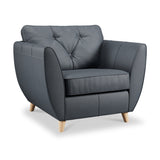 Edison Leather Armchair Light Feet Navy from Roseland Furniture