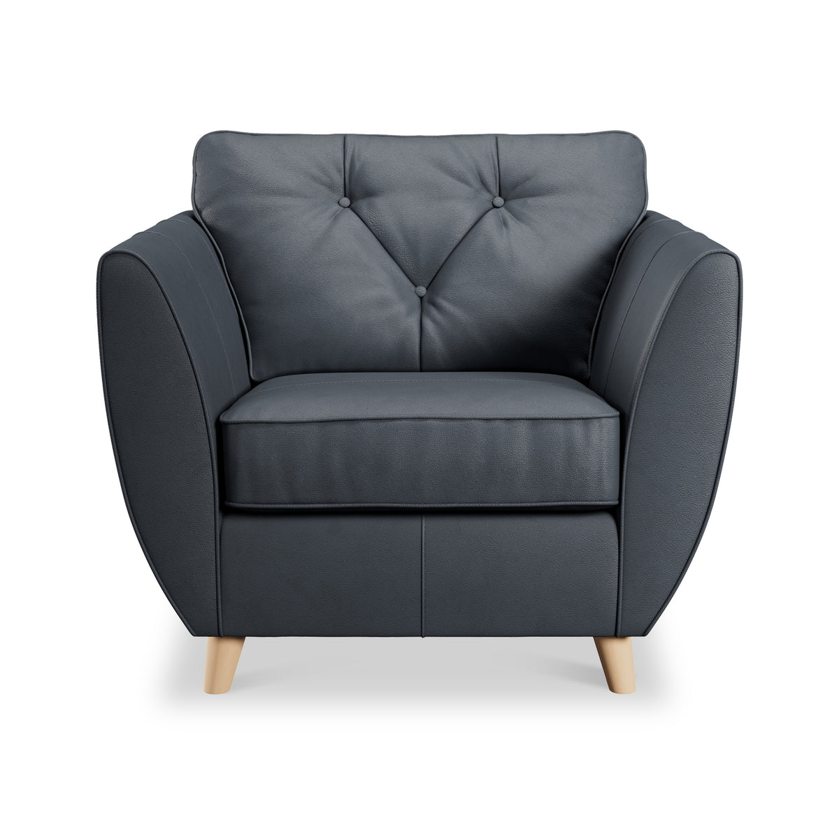 Edison Leather Armchair Light Feet Navy from Roseland Furniture