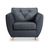 Edison Leather Armchair Light Feet Navy from Roseland Furniture