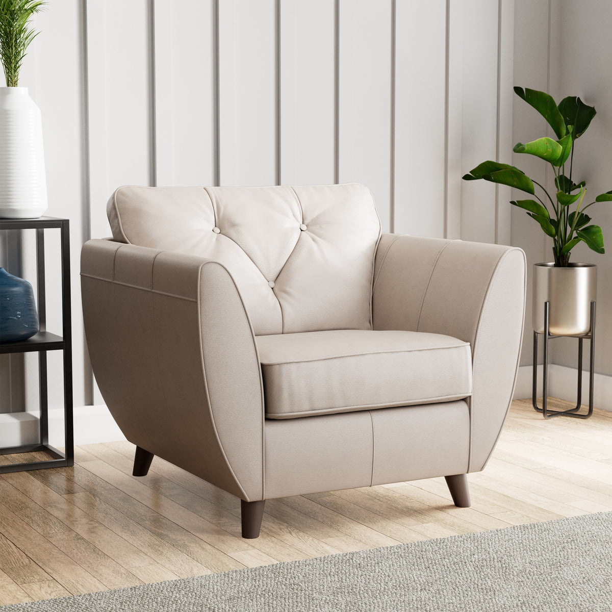 Edison Leather Armchair Dark Feet Cloud from Roseland Furniture