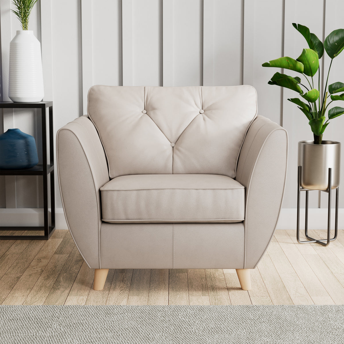 Edison Leather Armchair Light Feet Cloud from Roseland Furniture