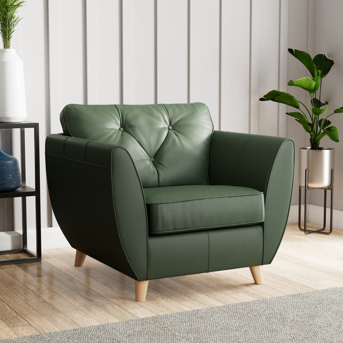 Edison Leather Armchair Light Feet Green from Roseland Furniture