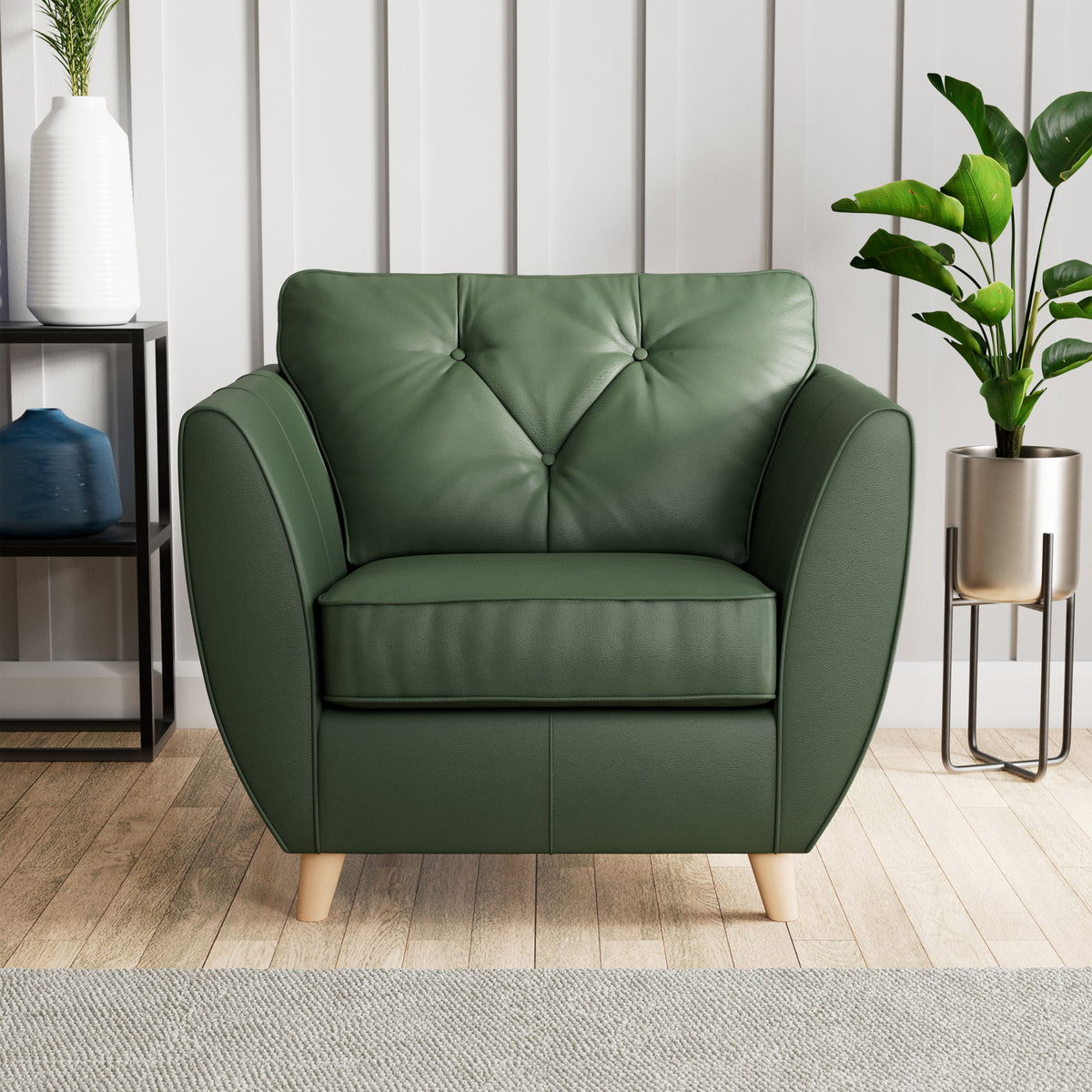 Edison Leather Armchair Light Feet Green from Roseland Furniture