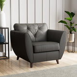 Edison Leather Armchair Dark Feet Raven from Roseland Furniture