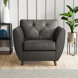 Edison Leather Armchair Dark Feet Raven from Roseland Furniture