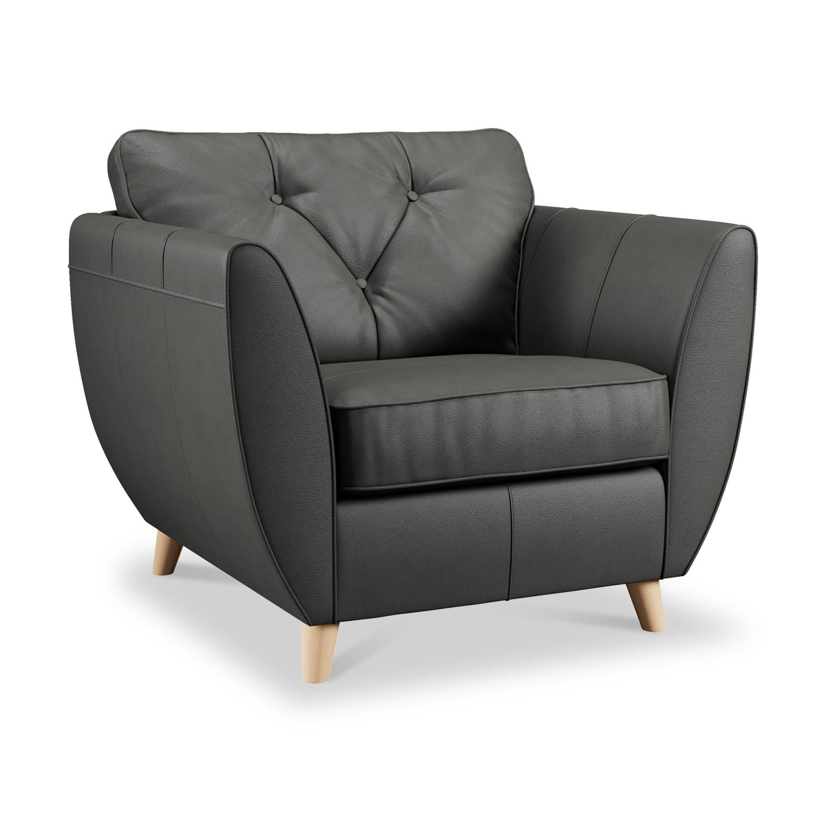 Edison Leather Armchair Light Feet Raven from Roseland Furniture