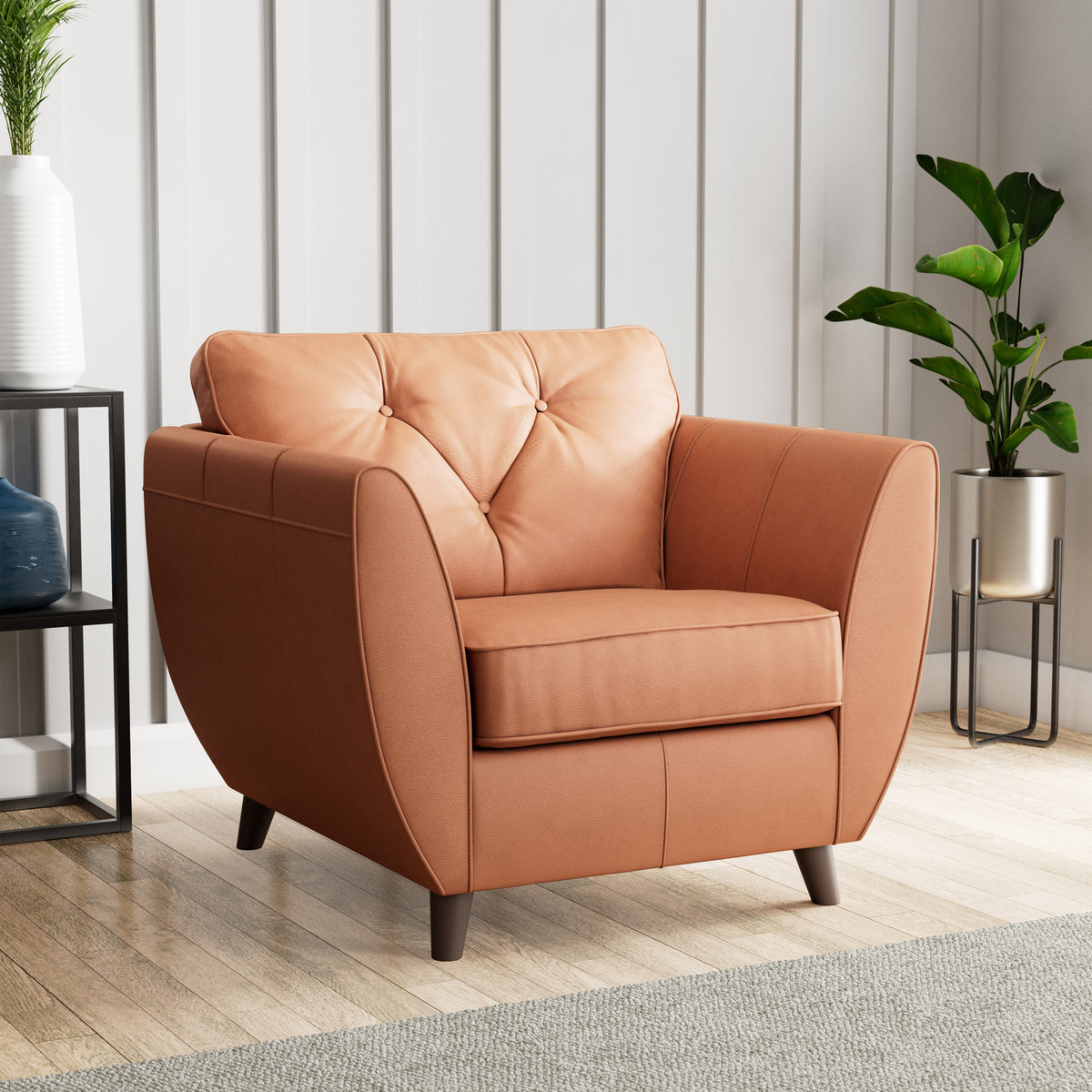 Edison Leather Armchair Dark Feet Saddle from Roseland Furniture
